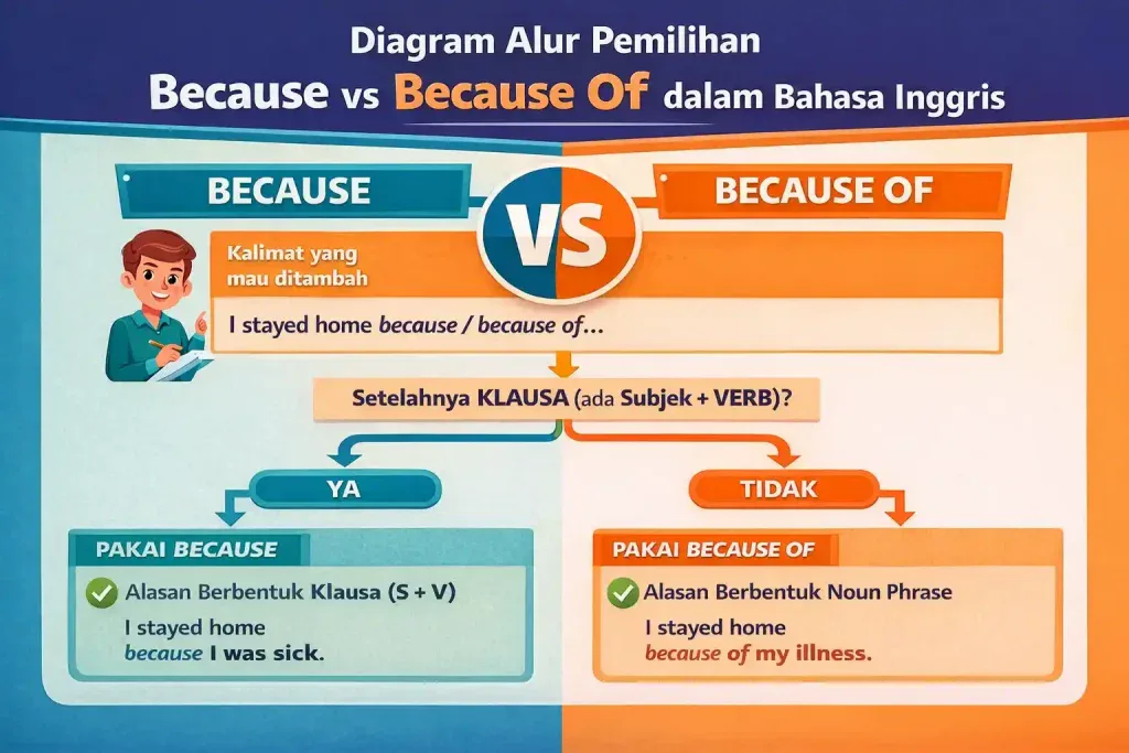 Perbedaan Because dan Because of beserta Contohnya 2 Perbedaan Because dan Because of beserta Contohnya