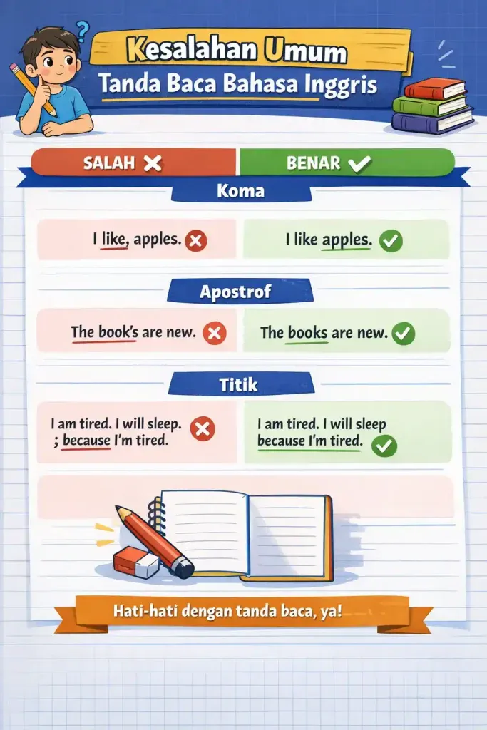 10 Jenis Tanda Baca dalam Bahasa Inggris (Punctuation) 1 Kesalahan Umum dalam Penggunaan Tanda Baca Bahasa Inggris