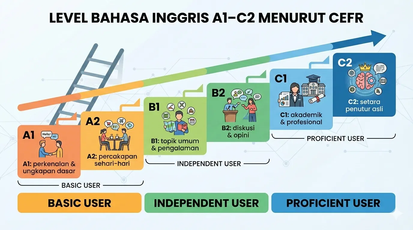 Level bahasa Inggris A1 sampai C2 berdasarkan standar CEFR